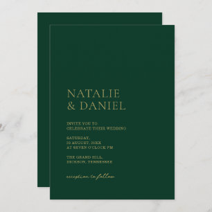 Emerald Green & Gold Chic Wedding Invitation