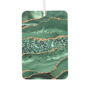 Emerald Green Gold Custom Name Air Freshener