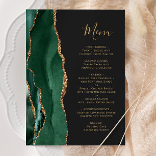 Emerald Green Gold Dark Wedding Menu