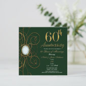 Emerald Green & Gold Diamond 60 60th Anniversary Invitation | Zazzle