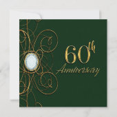 Emerald Green & Gold Diamond 60 60th Anniversary Invitation | Zazzle