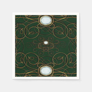 Emerald Green & Gold Diamond Anniversary Party Napkins