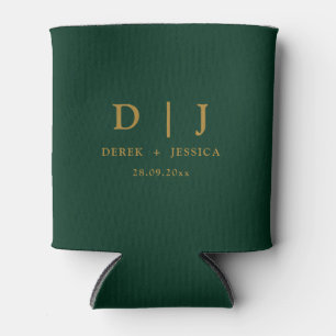 Emerald Green & Gold Elegant Luxury Wedding  Can Cooler