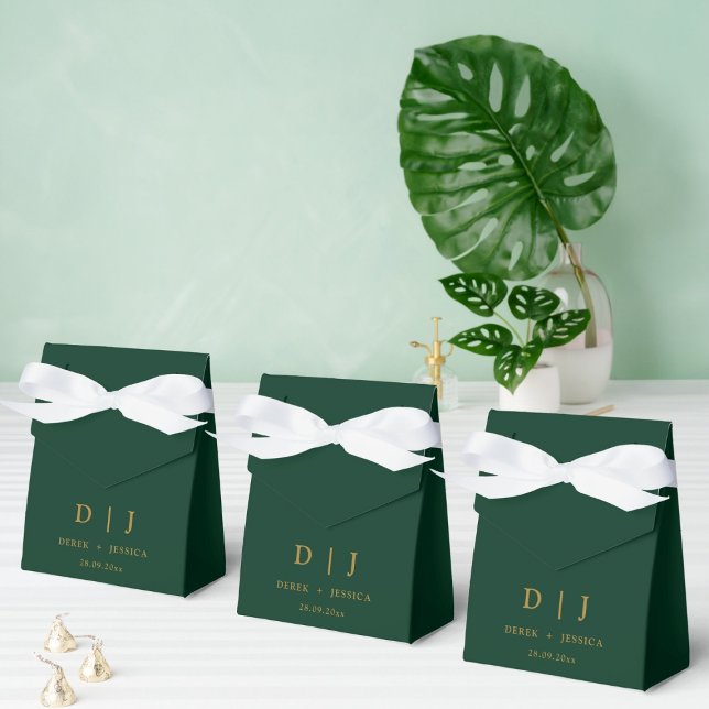Emerald Green & Gold Elegant Luxury Wedding  Favor Boxes (Creator Uploaded)