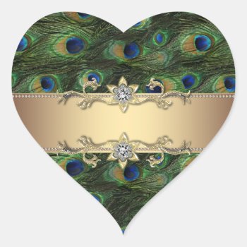 Emerald Green Gold Elegant Peacock Stickers by decembermorning at Zazzle