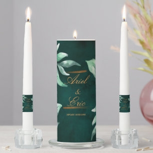 Emerald Green & Gold Eucalyptus Wedding Unity Candle Set