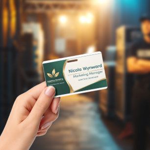Emerald Green Gold Executive Name Badge