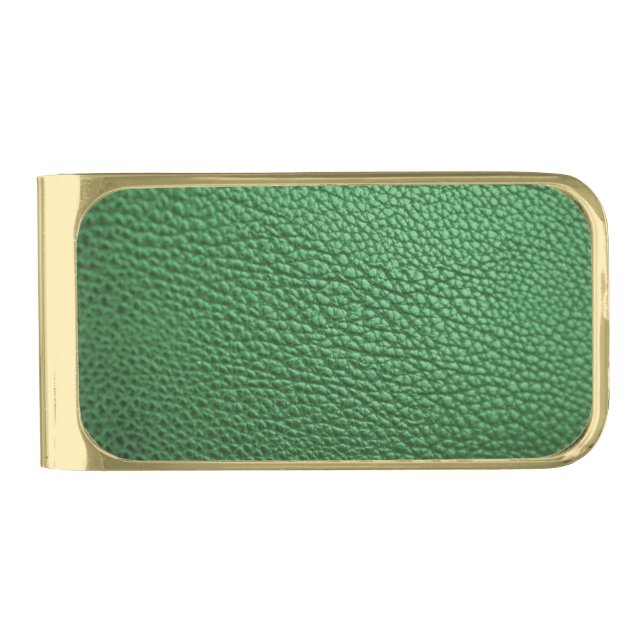 Emerald Green Gold Finish Money Clip (Front)