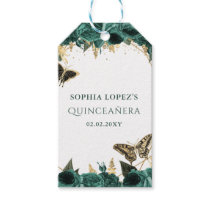 Emerald Green Gold Floral Elegant Quinceanera   Gift Tags