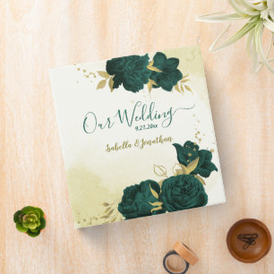 Emerald green gold floral photo album 3 ring binder