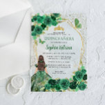 Emerald Green Gold Floral Princess Quinceañera Acrylic Invitations<br><div class="desc">Modern Emerald Dark Green Gold Glitter Sparkle Floral Rose Butterfly Princess Tiara Crown Quinceañera Invitation</div>