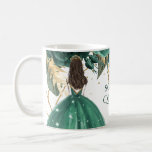 Emerald Green Gold Floral Princess Quinceanera   Coffee Mug at Zazzle