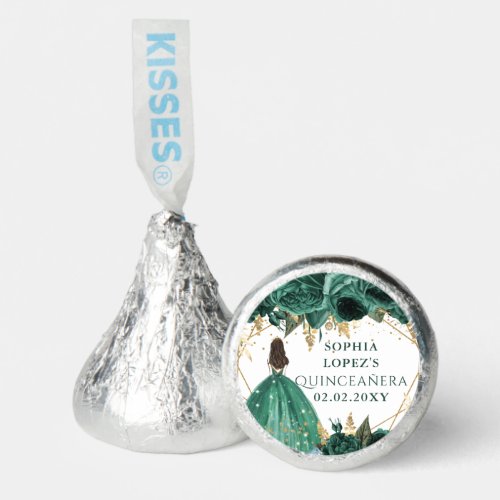 Emerald Green Gold Floral Princess Quinceanera    Hersheys Kisses