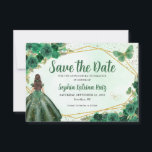 Emerald Green Gold Floral Princess Quinceañera Save The Date<br><div class="desc">Modern Emerald Dark Hunter Green Gold Glitter Sparkle Floral Rose Butterfly Princess Quinceañera Birthday Save the Date Announcement</div>