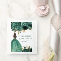 Emerald Green Gold Floral Princess Quinceanera  Tea Bag Drink Mix