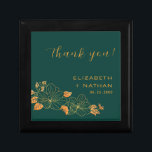 Emerald Green Gold Floral Wedding Thank You Gift Box<br><div class="desc">The Classy Emerald Green Gold Floral Foliage Wedding thank you gift box features golden floral/foliage pattern against timeless emerald green. ♥ View the collection on this page to find matching products. ♥Customize it with your text by using the template fields. ♥ If you want to change the font style, color...</div>