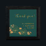 Emerald Green Gold Floral Wedding Thank You Gift Gift Box<br><div class="desc">The Classy Emerald Green Gold Floral Foliage Wedding thank you gift box features golden floral/foliage pattern against timeless emerald green. ♥ View the collection on this page to find matching products. ♥Customize it with your text by using the template fields. ♥ If you want to change the font style, color...</div>