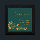 Emerald Green Gold Floral Wedding Thank You Gift Gift Box<br><div class="desc">The Classy Emerald Green Gold Floral Foliage Wedding thank you gift box features golden floral/foliage pattern against timeless emerald green. ♥ View the collection on this page to find matching products. ♥Customize it with your text by using the template fields. ♥ If you want to change the font style, color...</div>