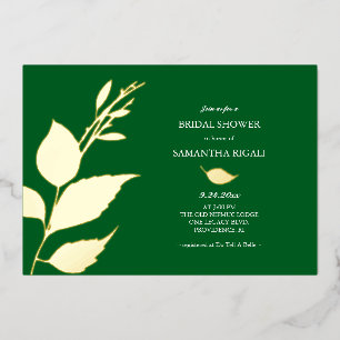 Emerald Green Gold Foil Bridal Shower Invitations