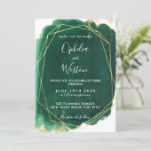 Emerald Green Gold Frame Elegant Luxury Wedding Invitation (Standing Front)