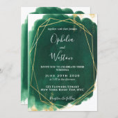 Emerald Green Gold Frame Elegant Luxury Wedding Invitation (Front/Back)