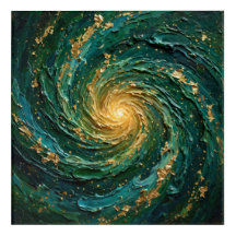 Emerald Green Gold Galaxy Vortex Abstract Acrylic