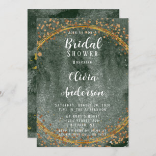 Emerald Green Gold Geometric Bridal Shower Invitation