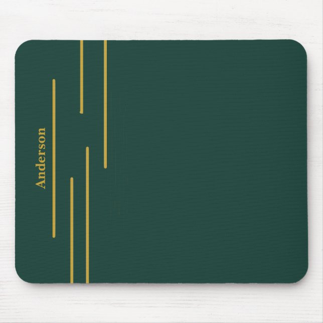 Emerald Green Gold Geometric Custom Mouse Pad (Front)