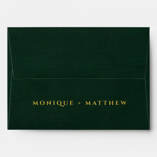 Emerald Green Gold Geometric Floral Wedding Envelope | Zazzle