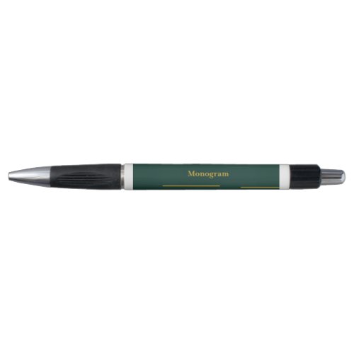 Emerald Green  Gold GeometricLine Personalized Pen