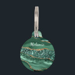 Emerald Green Gold Glitter Custom Name Pet ID Tag<br><div class="desc">Pet ID Tags with Agate Green Gold Glitter Geode Marble Custom Name Emerald Sparkle Personalized Birthday - Anniversary or Wedding Gift / Suppliest - Add Your Name - Text or Remove - Make Your Special Pet ID Tag Gift - Resize and move or remove and add text / elements with...</div>