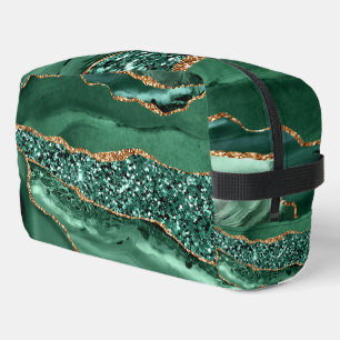 Emerald Green Gold Glitter Custom Your Name Dopp Kit
