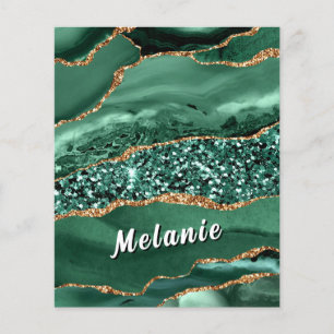 Emerald Green Gold Glitter Flyers Custom Name