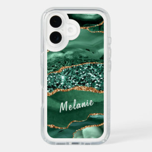 Emerald Green Gold Glitter iPhone Case Custom Name