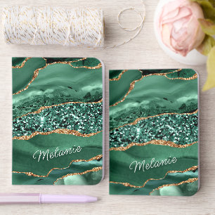 Emerald Green Gold Glitter Personalize Custom Name Foil Vow Books