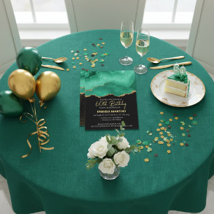 Emerald Green Gold Glitter  Watercolor Invitation