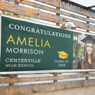 Emerald Green Gold Graduate Photo Graduation Banner