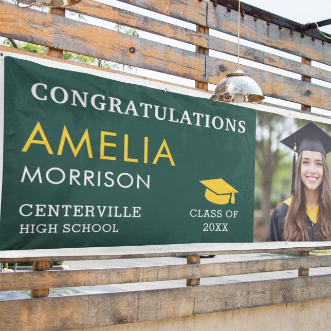 Emerald Green Gold Graduate Photo Graduation Banner (Creator Uploaded)