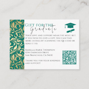 Emerald Green & Gold Graduation Gift Enclose Card