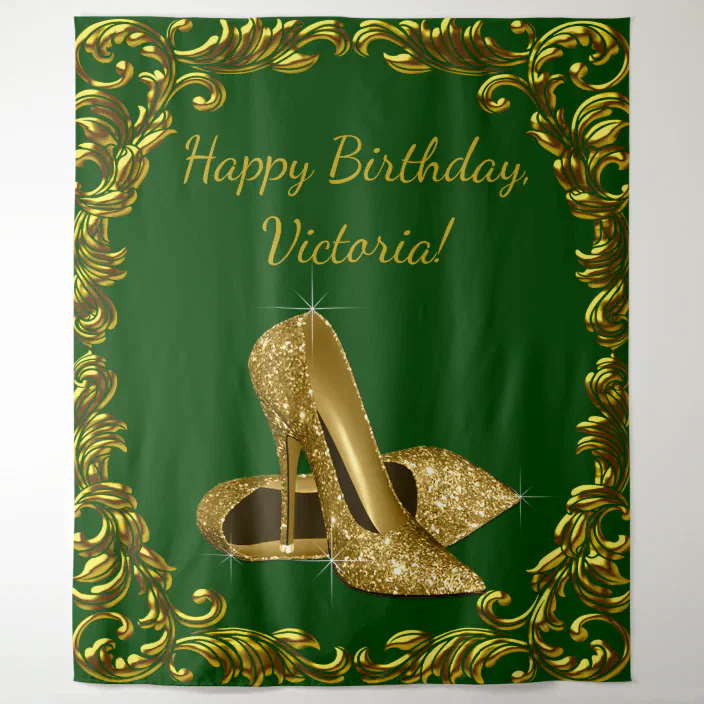 Details about  / 2 Personalised Birthday Banner Gold High Heel Girls Ladies Hen Party Poster