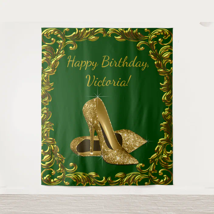 Details about / 2 Personalised Birthday Banner Gold High Heel Girls Ladies Hen Party Poster