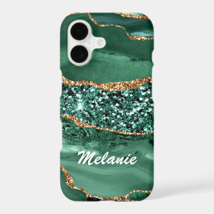 Emerald Green Gold iPhone Case Personalized Name