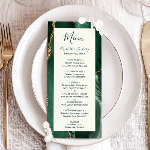 Emerald Green Gold Ivory Wedding Menu