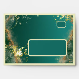 Emerald green gold jewel tones wedding envelope