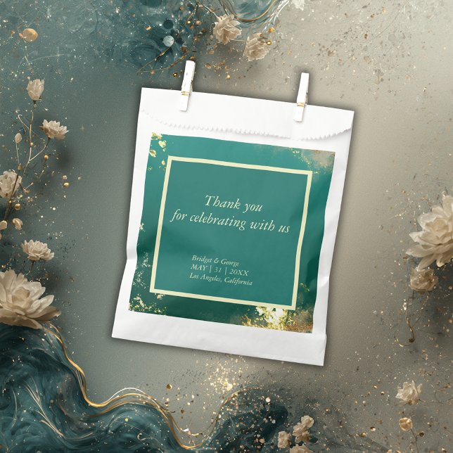 Emerald green gold jewel tones wedding favor bag (Creator Uploaded)