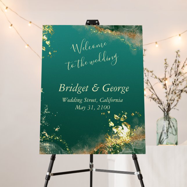 Emerald green gold jewel tones wedding foam board (In Situ (Stand))