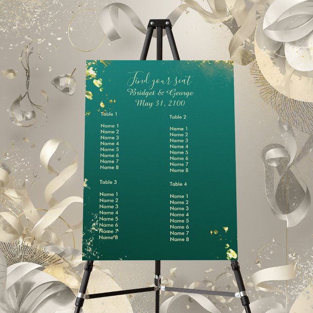 Emerald green gold jewel tones wedding foam board (Creator Uploaded)