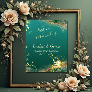 Emerald green gold jewel tones wedding foam board