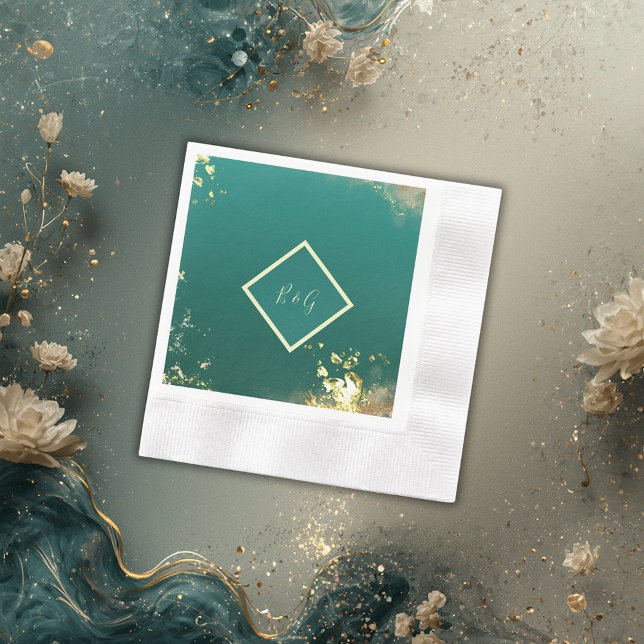 Emerald green gold jewel tones wedding napkins (Creator Uploaded)