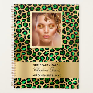 Emerald green gold leopard beauty salon 2027 planner